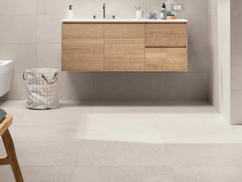 Płytki Ragno Studio efekt kamień, Beton w minimalistycznym wnętrzu