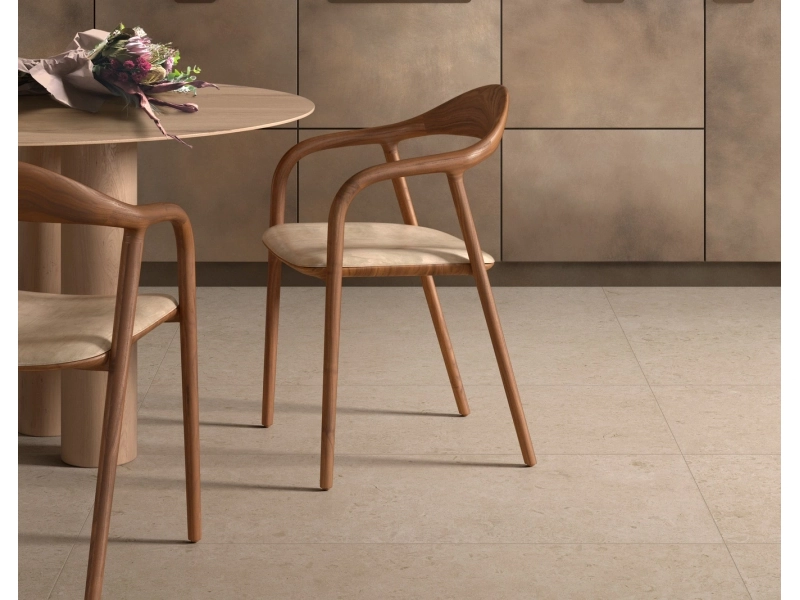 Płytki Ragno Eterna efekt terrazzo, Kamień, Beton, Marmur w minimalistycznym wnętrzu