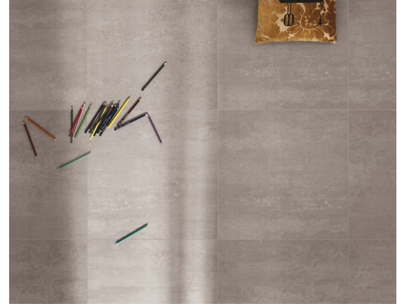 Gres porcelanowy Ragno Concept efekt kamień w nowoczesnej aranżacji salonu