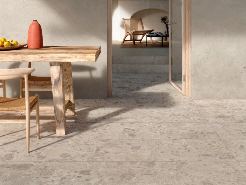 Ragno Eterna – gres imitujący terrazzo, Kamień, Beton, Marmur w domu jednorodzinnym