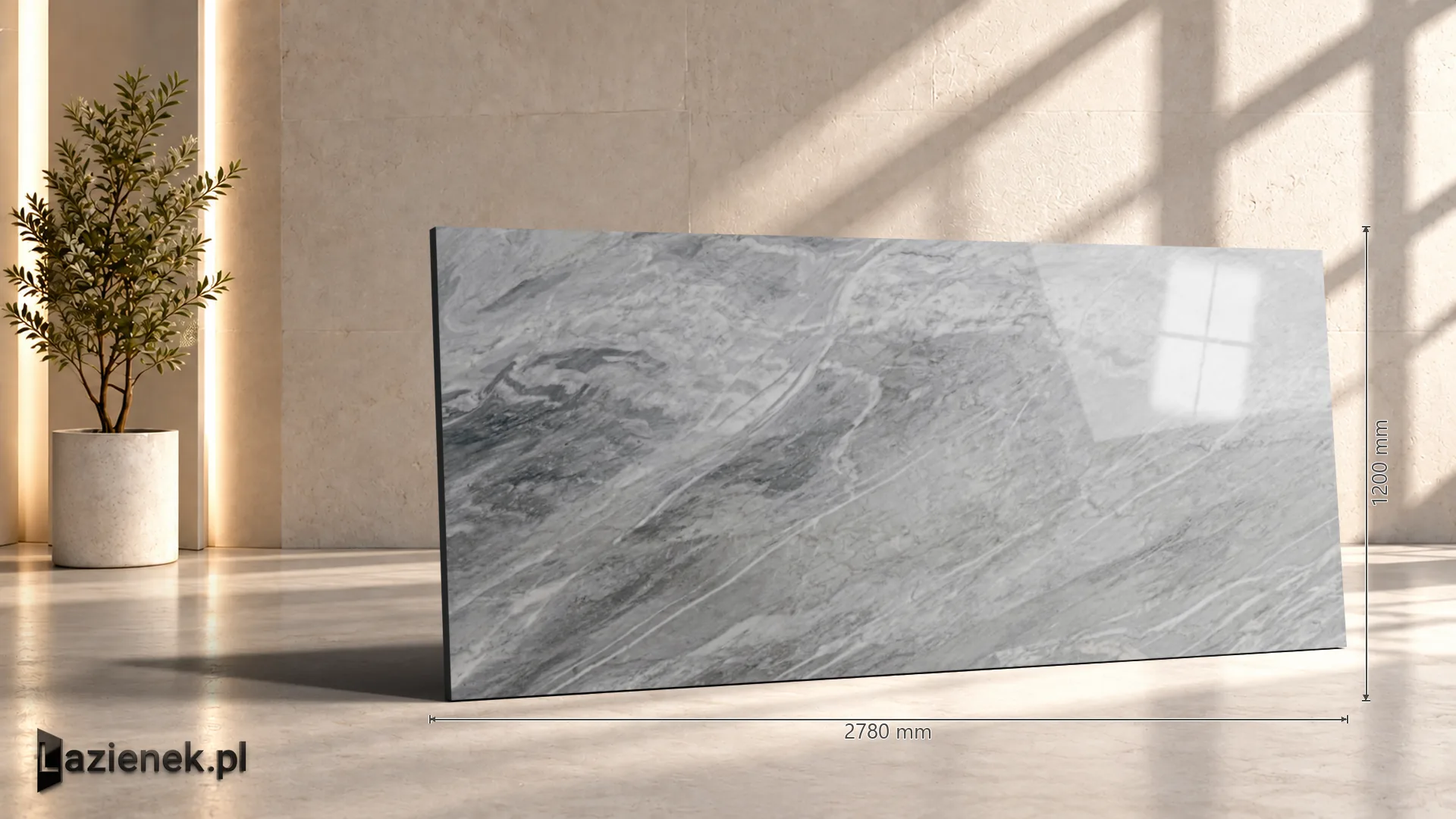 Ragno Incanto Bardiglio błyszcząca 120x278 cm gr. 6 mm - płytka rektyfikowana / R8NE