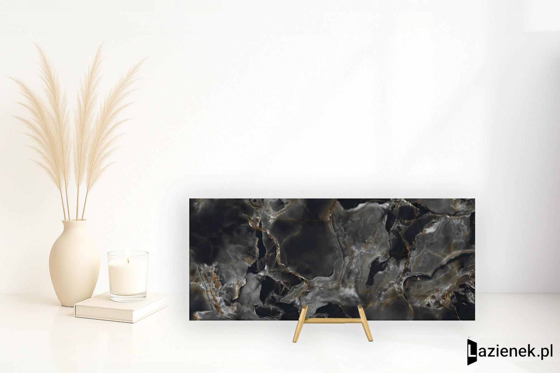 Tagina Onice Reale Nero wysoki połysk 120x280 cm gr. 6 mm - płytka rektyfikowana / 108512