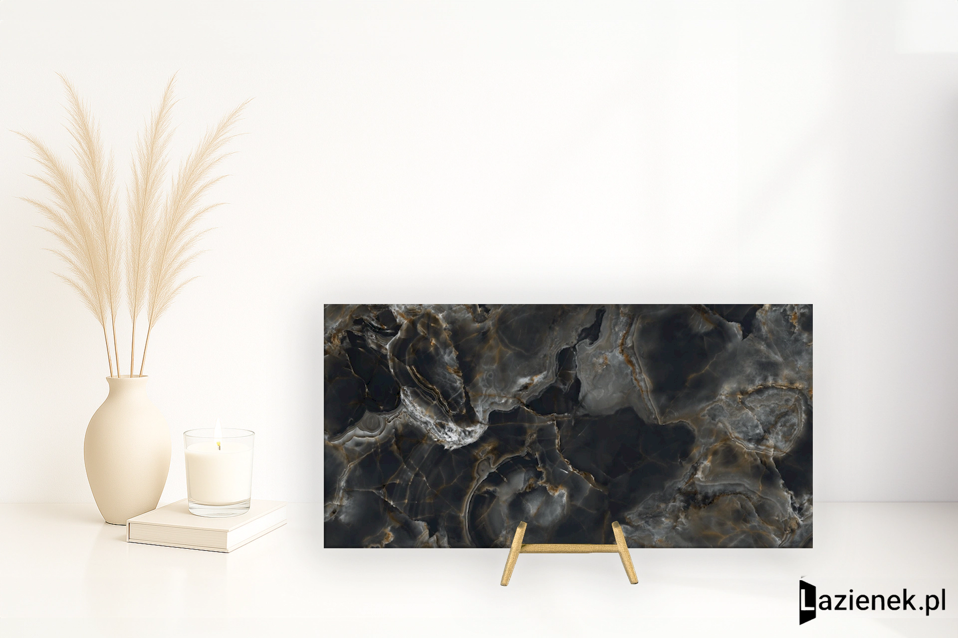 Tagina Onice Reale Nero wysoki połysk 160x320 cm gr. 6 mm - płytka rektyfikowana / 108511