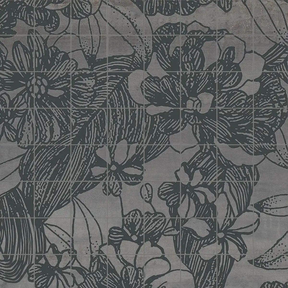 Ironstone Argento Decoro Mosaico Flora 37,5X37,5 