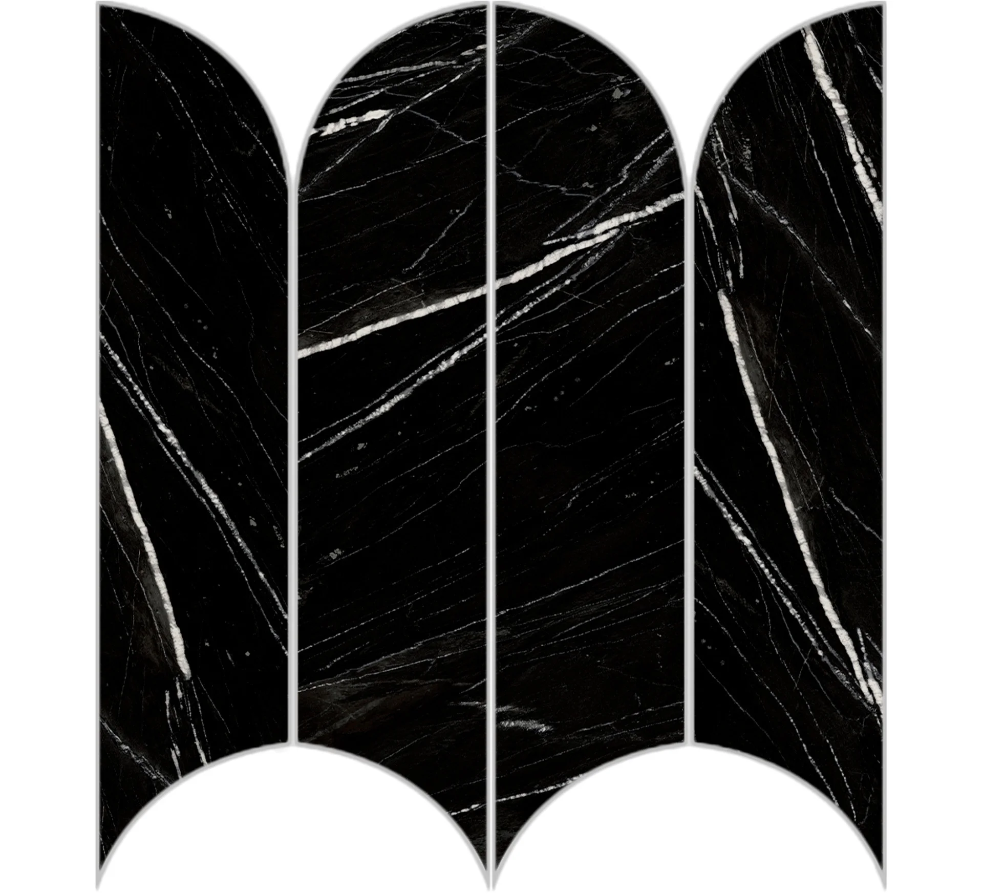 Ragno Incanto Sky Black Glossy Mosaico Ventaglio 28,1x31cm